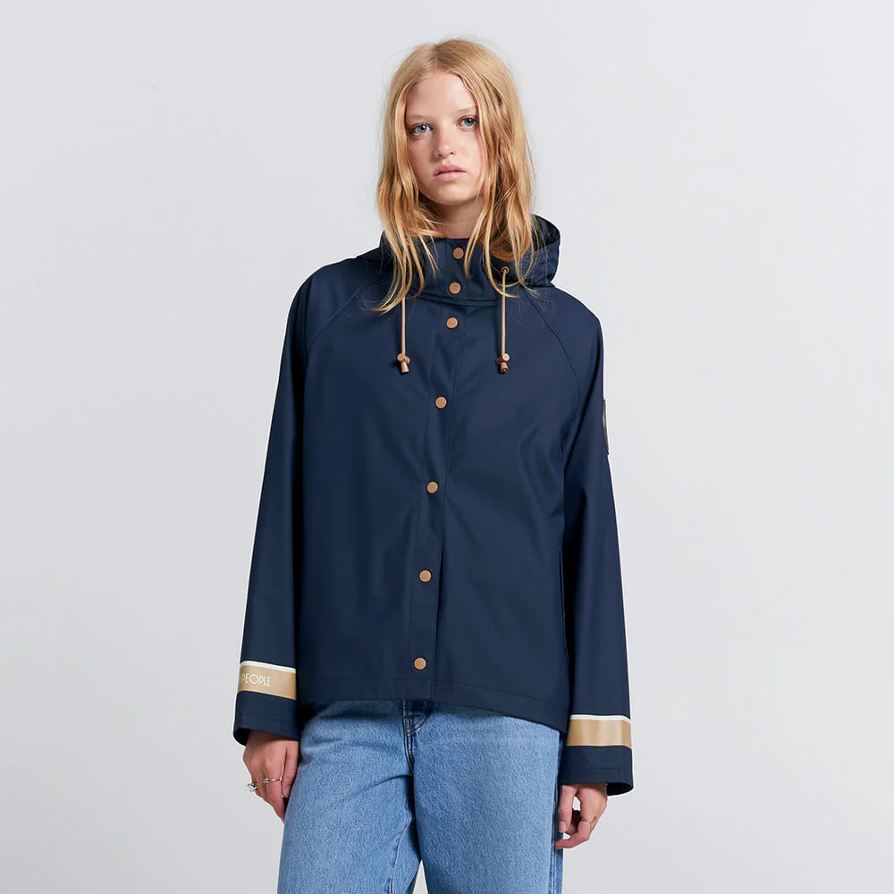 Merry People X Karen Walker Rain Jacket // French Navy & Tan [Retired]