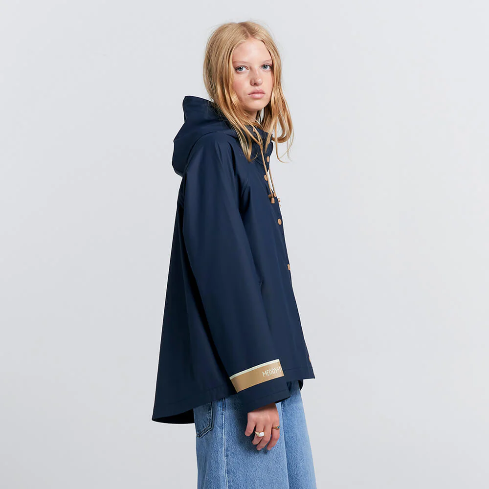 Merry People X Karen Walker Rain Jacket // French Navy & Tan [Retired] - Image 2