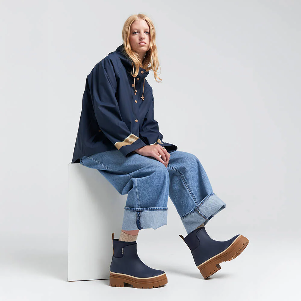 Merry People X Karen Walker Rain Jacket // French Navy & Tan [Retired] - Image 5