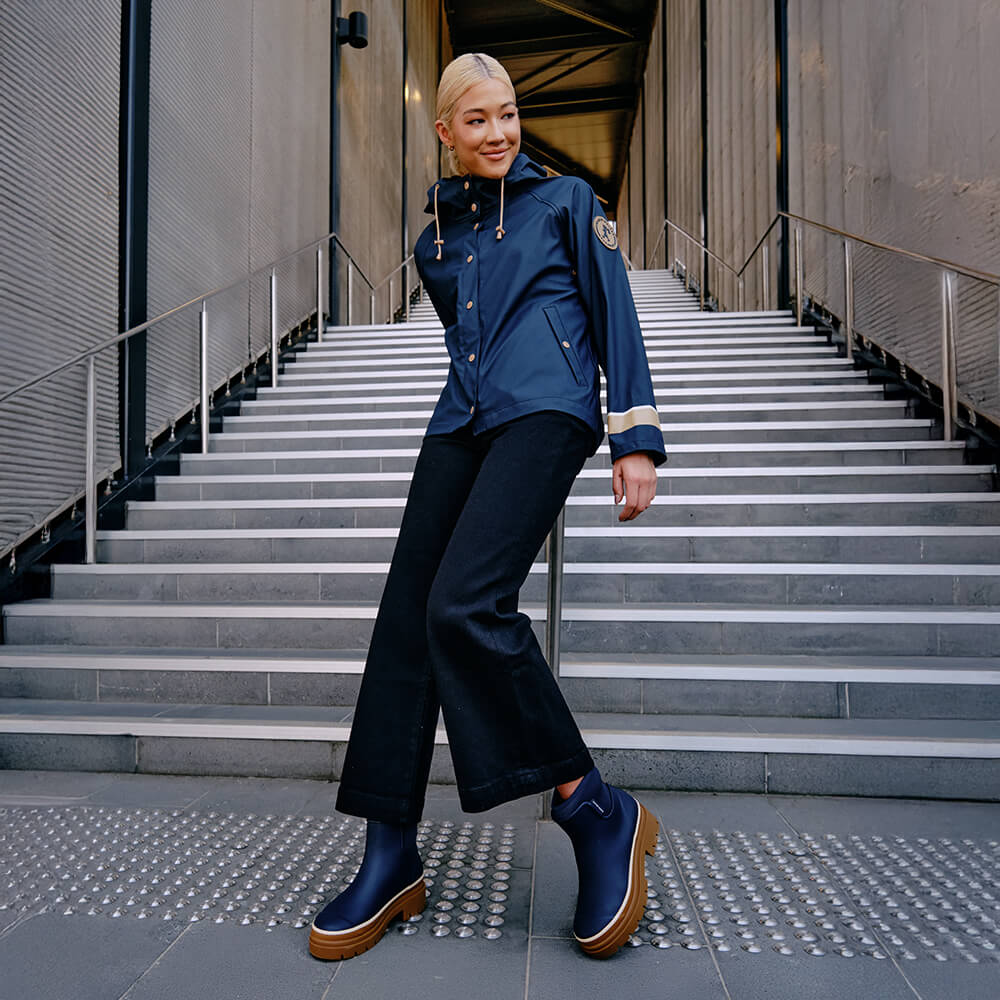 Merry People X Karen Walker Rain Jacket // French Navy & Tan [Retired] - Image 6