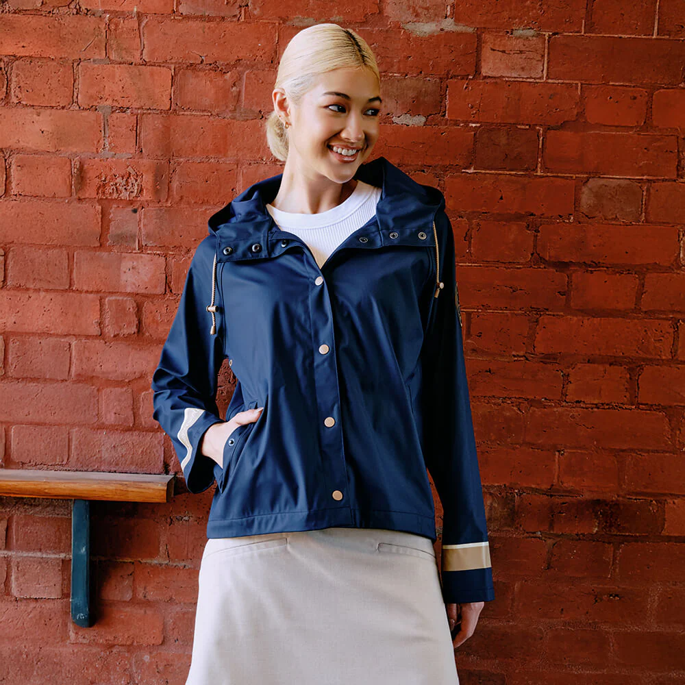 Merry People X Karen Walker Rain Jacket // French Navy & Tan [Retired] - Image 8