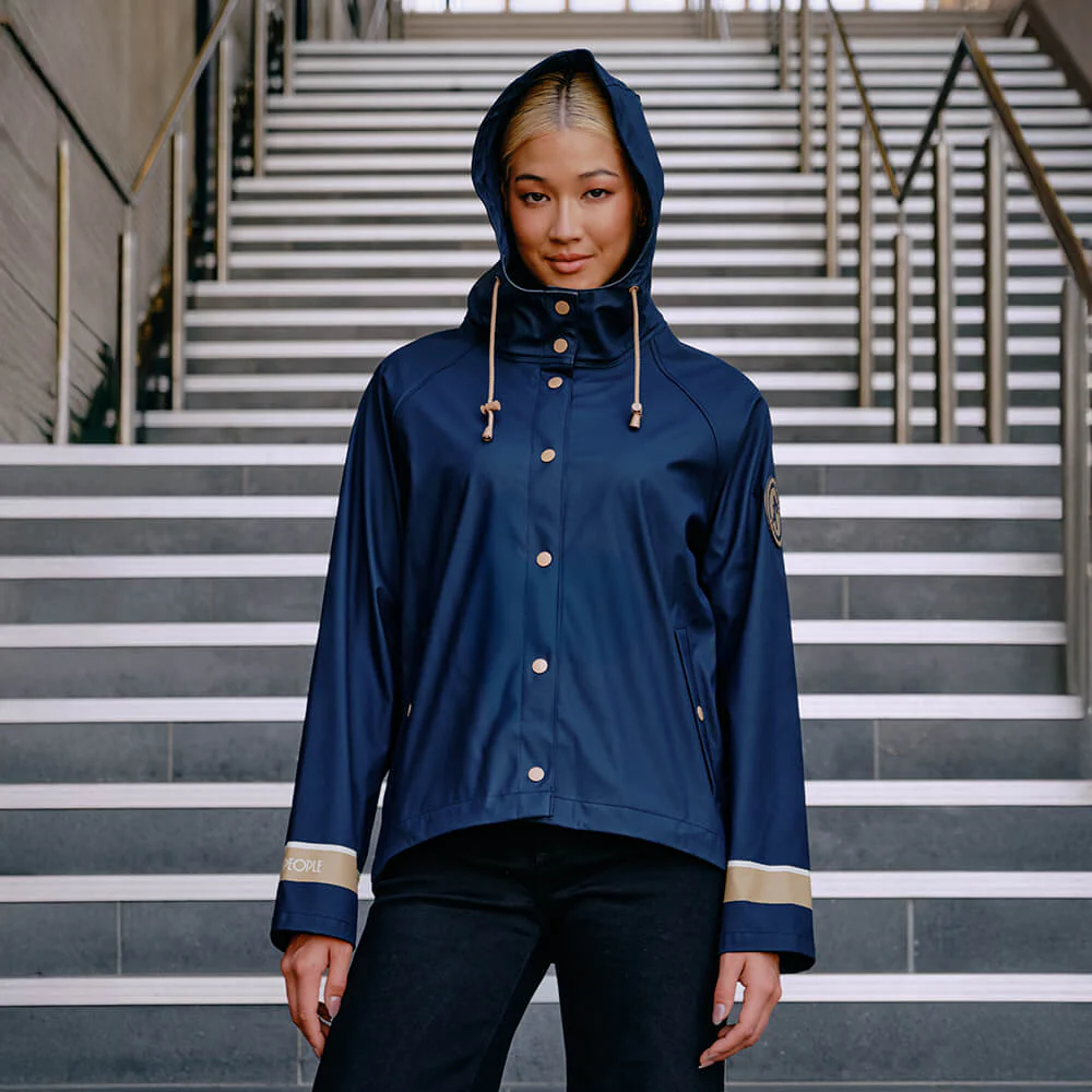 Merry People X Karen Walker Rain Jacket // French Navy & Tan [Retired] - Image 9
